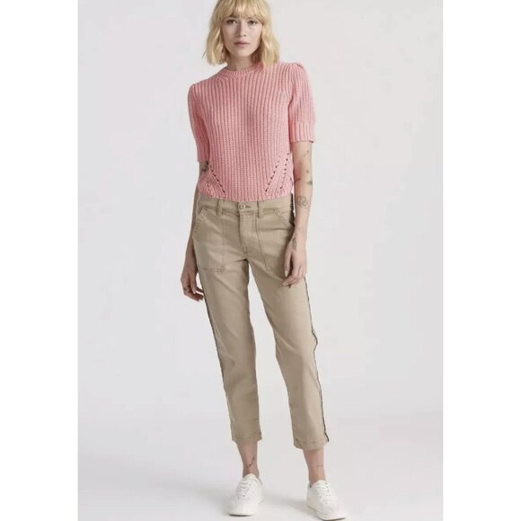 Lucky Brand Utility Boyfriend khakis crop side stripe military Pants 27 - Picture 3 of 3